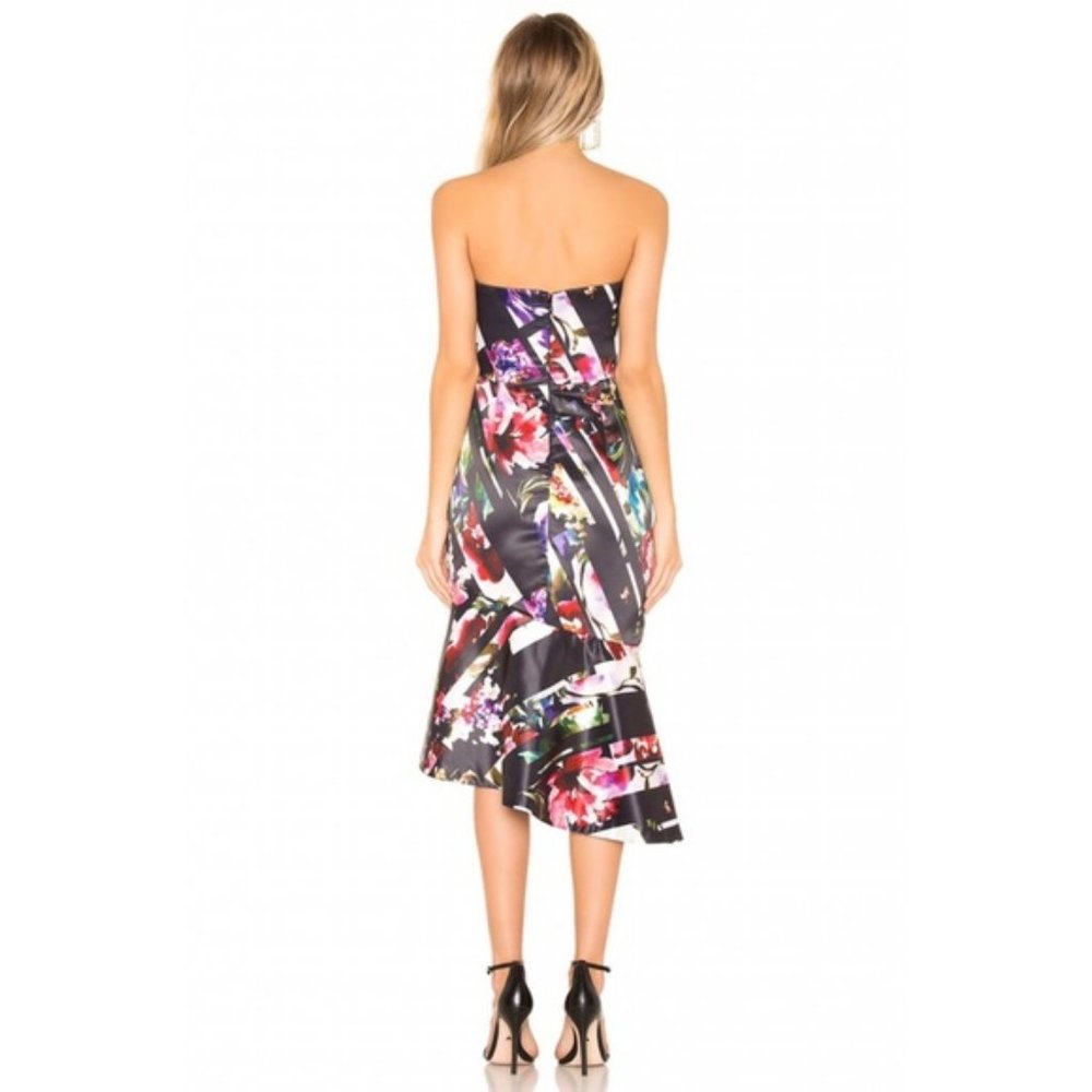 NEW Parker Black Floral Strapless Wendy Midi Dress - Picture 8 of 12